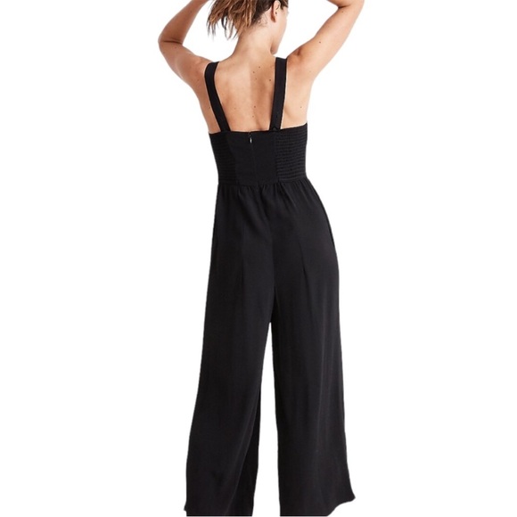 Madewell Smocked Button Pockets Sleeveless Wide Leg Jumpsuit Sz 8 Black - Picture 16 of 16